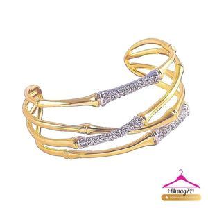 ALEXIS BITTAR Solanales Crystal Bamboo Gold Cuff Bracelet